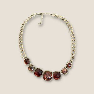 Vintage Napier Gold-Tone Necklace With  Faceted Stones 16-19 Inches Adjustable